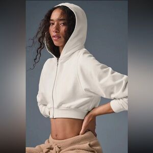 Alo Yoga Sweet Escape Zip Up Hoodie In Ivory Womens S